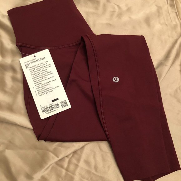 lululemon athletica Pants - NWT lululemon Base Pace HR 25. Size 4. Red Merlot